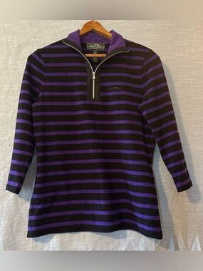 Ralph Lauren LRL Top Pullover 1/4 Zip 3/4 Sleeve Black/Purple Women’s Sz PS NWOT